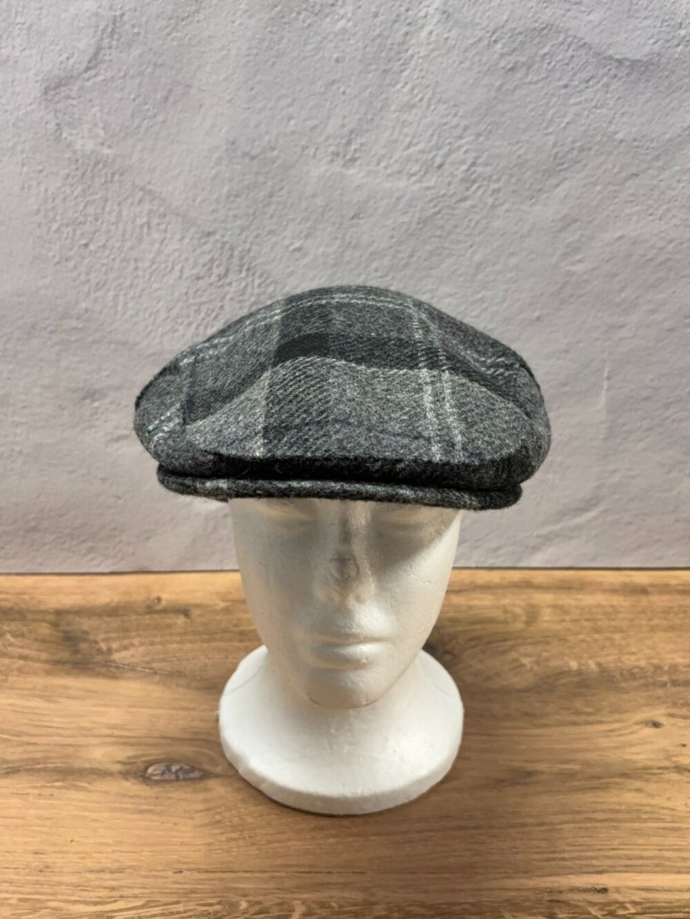 Barbour Moon Wool Plaid Flat Cap Newsboy Hat - Size 7